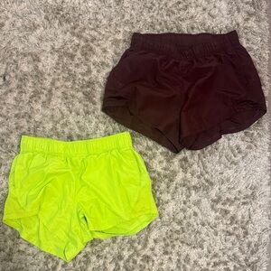 Neon Yellow & Dark Burgundy Athletic Shorts Duo